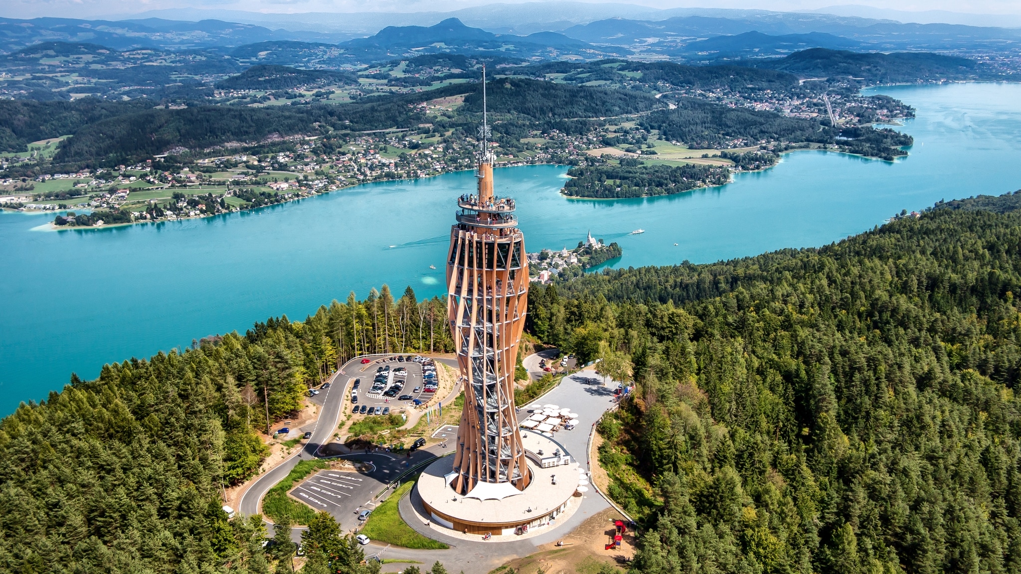 Pyramidenkogel Tower et lac Worthesee, Klagenfurt